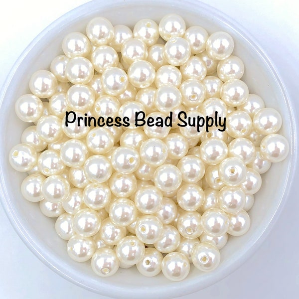 10mm Ivory Pearls Beads, Ivory Pearls, 10mm Ivory Pearls, 10mm Mini Chunky Beads,  10mm Beads, 10mm Faux Pearls