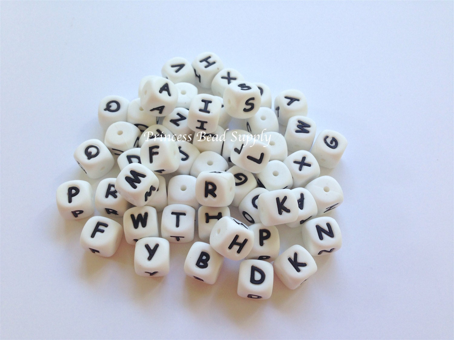 100 Silicone Alphabet Beads, BULK Alphabet Silicone Beads, Mix & Match!!  Dice Alphabet Letter Beads, Wholesale Food Grade Silicone Beads