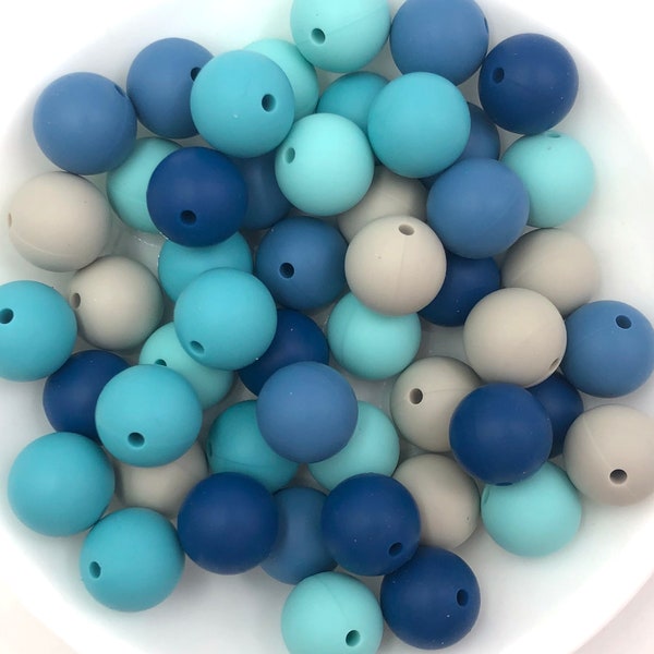 Ocean Silicone Bead Mix, Wholesale Silicone Beads, Silicone Beads,  Riverstone, Cool Caribbean, Seaside, Ocean, Sapphire Blue