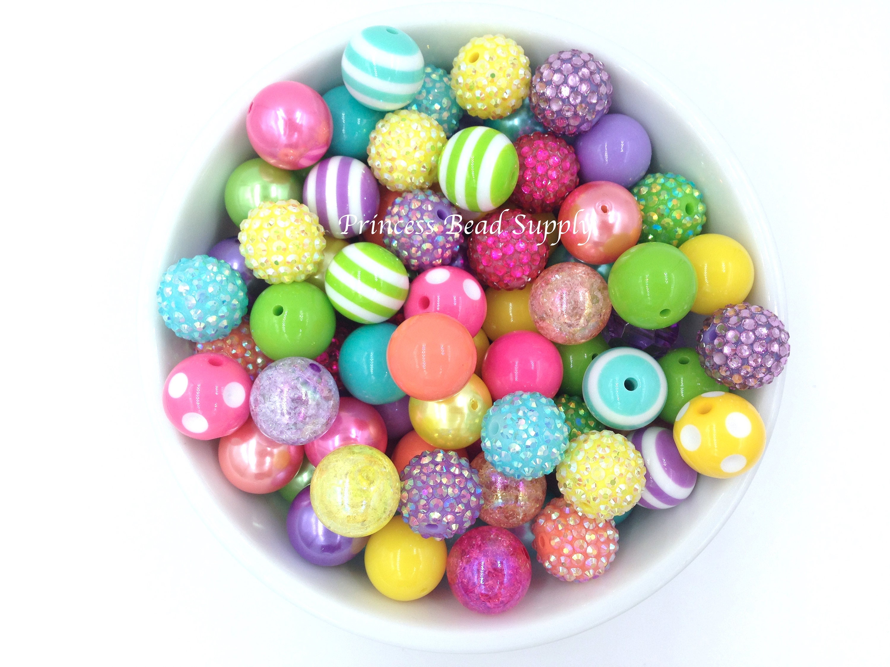 50 or 100 20mm Chunky Bulk Bead Pink Coral Rainbow Bulk Bead Etsy