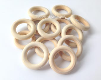 15mm-100mm Raw Natural Wood Rings Round Craft Donut Ring Wooden Circle Beads 62 