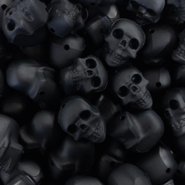 20mm Black Skull Silicone Focal Beads, Skeleton Silicone Beads, 20mm Skull Beads,  Halloween Beads,  Silicone Beads