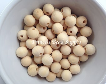 12mm Natural Wood Round Beads