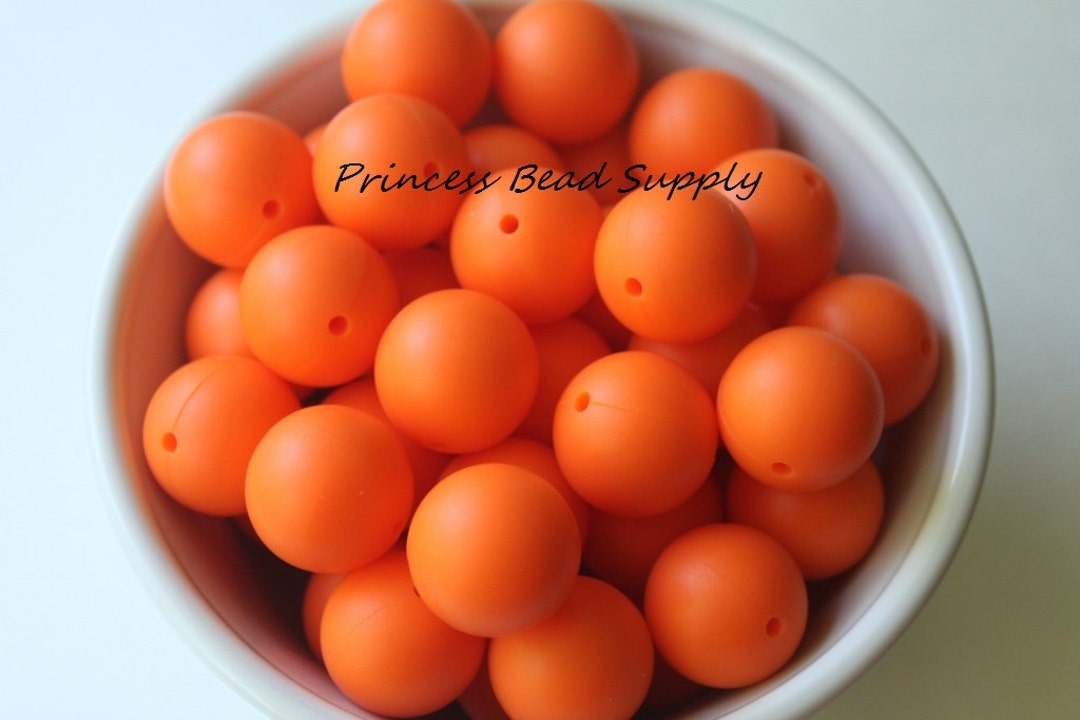 19mm Orange Silicone Beads, Food Grade Silicone Beads, BPA Free Beads