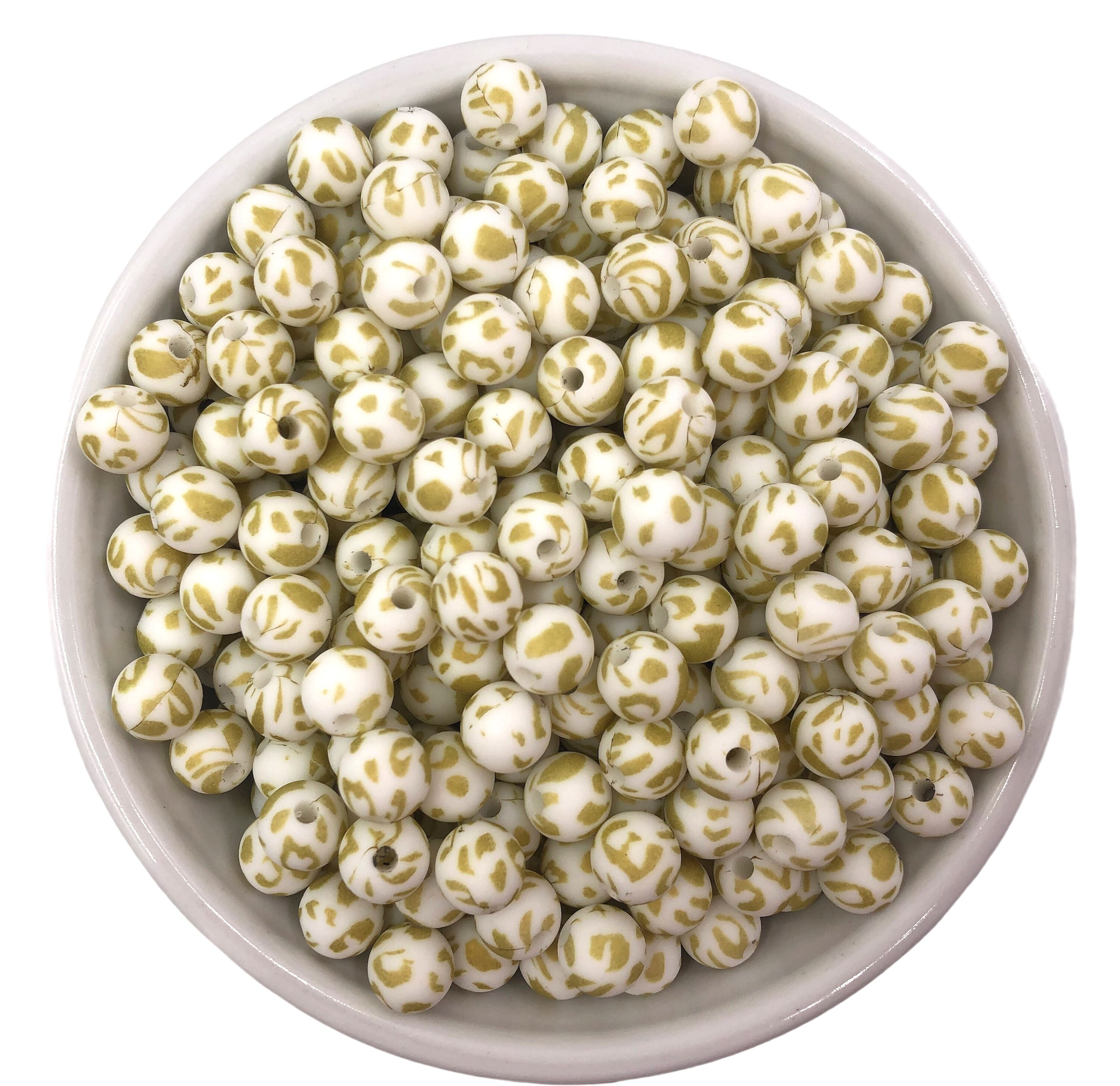 9mm Gold Leopard Silicone Beads,  Gold Leopard Silicone Beads, Animal Print Silicone Beads, Silicone Beads, Cheetah Silicone Beads