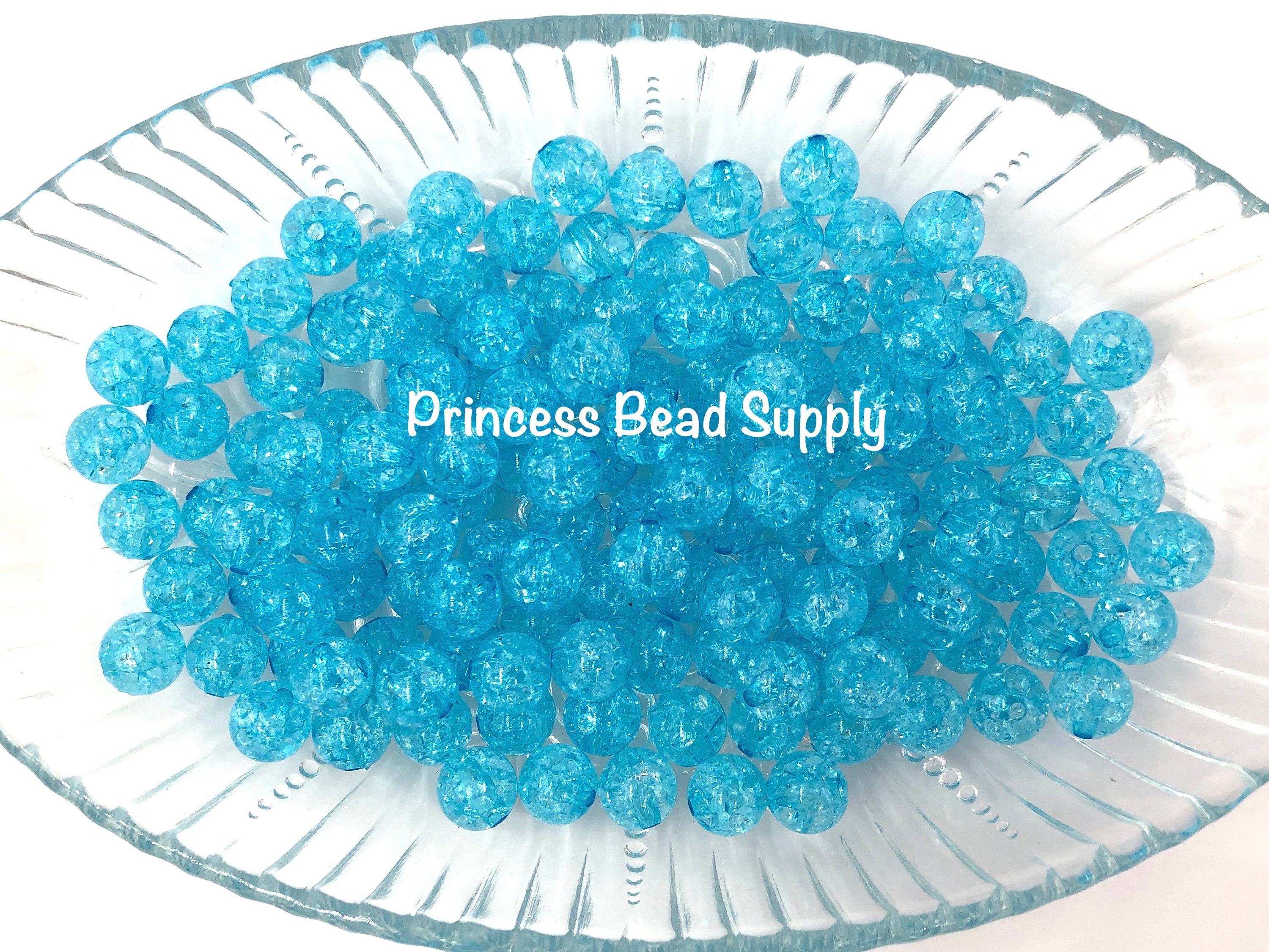 10mm Aqua Blue Crackle Beads, 50 Aqua Blue Crackle Beads, 10mm Mini Chunky  Beads, 10mm Beads, 10mm Crackle Beads, Acrylic Beads 