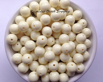 12mm Ivory Solid Beads Set of 20 or 50,  Mini Chunky Beads, Chunky Bubble Gum Beads, Gumball Beads, Acrylic Beads