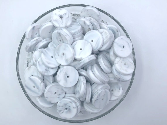 NEW! 25mm Marble Coin Silicone Beads, Flat Silicone Beads, Disc - Technical View