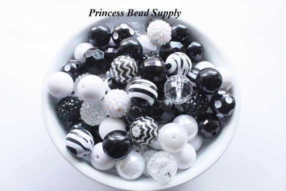 Black, White and Clear 20mm Chunky Bulk Beads, Bulk Bead Mix, Wholesale  Beads, 100 Bubble Gum Beads, Gumball Beads, Acrylic Beads