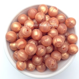 15mm Rose Gold Silicone Beads