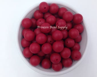 15mm Cranberry Silicone Beads,  Round Silicone Beads,  Silicone Beads, Wholesale Silicone