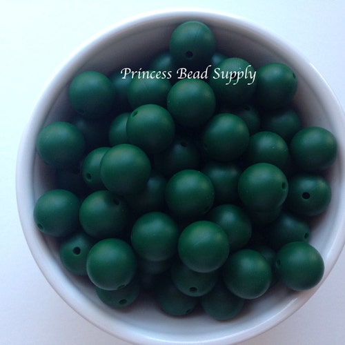 Silicone Beads 15mm Forest Green Silicone Beads Silicone Etsy