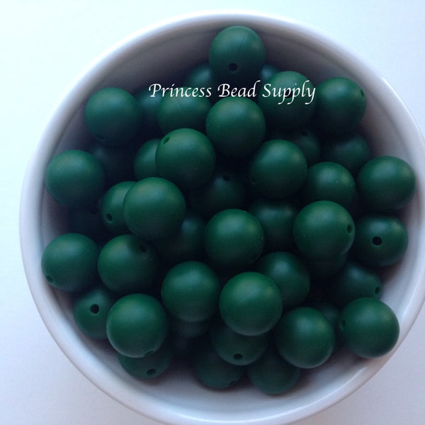 15mm Forest Green Silicone Beads, Silicone Beads,  Silicone Beads Wholesale