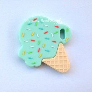 Mint Silicone Ice Cream Cone Pendant, Mint Silicone Ice Cream Pendant,  100% Food Grade Silicone,