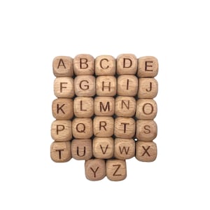 10mm Wooden Beech Alphabet Beads, Natural Wood Letter Beads, Wood Alphabet Beads, You Choose The Letters! Wooden Letter Beads