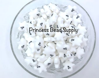 Ghost Silicone Focal Beads,  Ghost Shaped Silicone Beads Beads,  Halloween Beads, White Ghost Silicone Beads, Silicone Beads