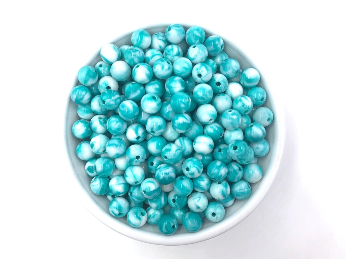 8mm Teal Marble Beads Marble Beads 8mm Acrylic Marble Beads Etsy