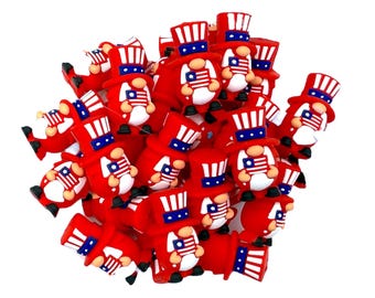 3D 4th of July Gnome with Flag Silicone Focal Beads