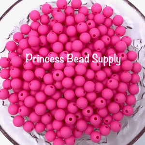 9mm Flamingo Pink Silicone Beads