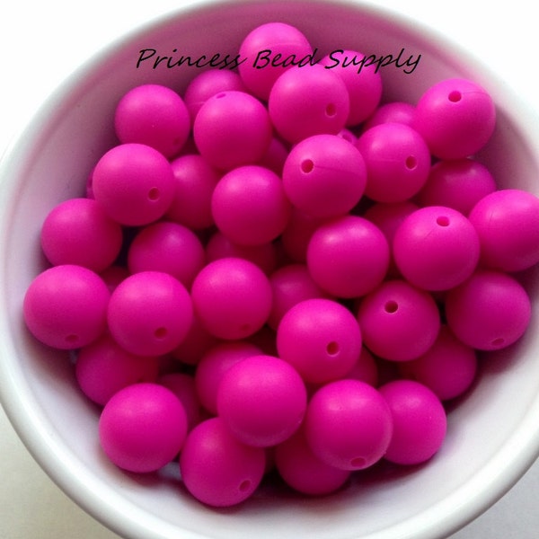 15mm Hot Pink Silicone Beads, Silicone Beads,  Silicone Beads Wholesale