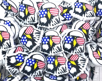 Red, White and Blue Eagle Silicone Focal Beads: 4th of July