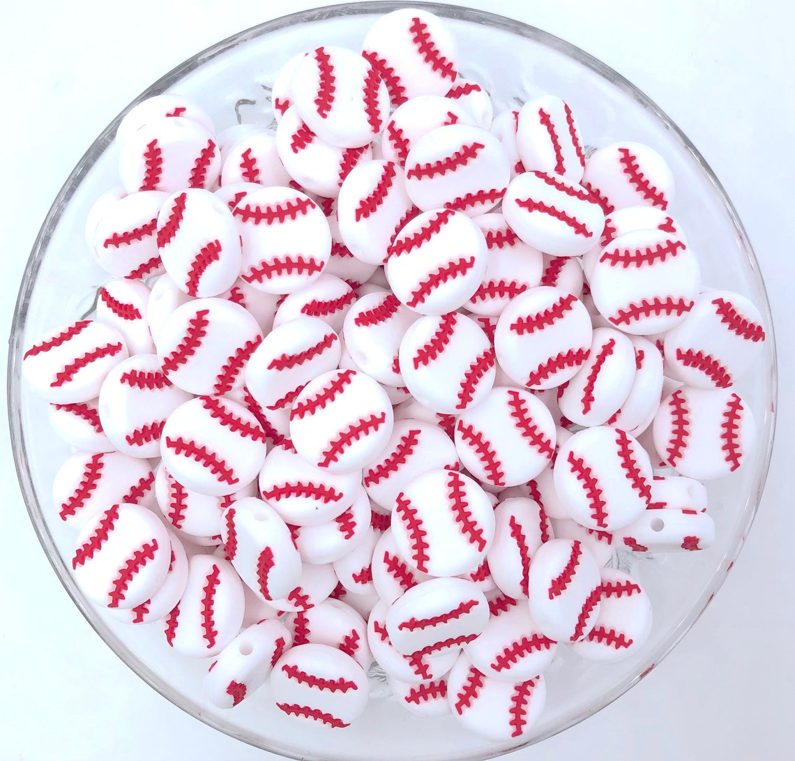 NEW 18mm Baseball Silicone Beads Baseball Silicone Beads Etsy
