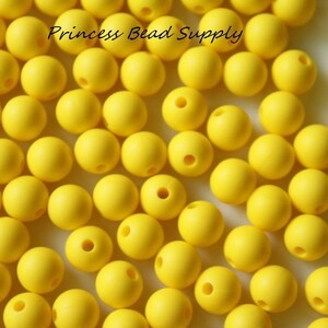 9mm Yellow Silicone Beads