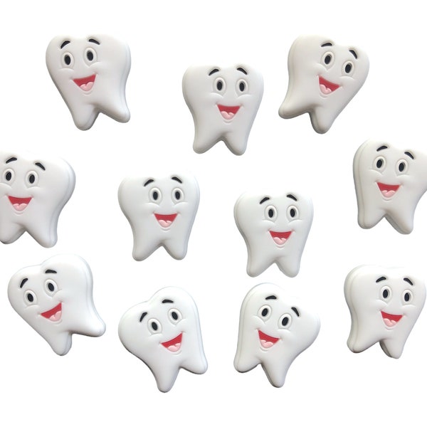 White Tooth Silicone Focal Beads,   Tooth Fairy Silicone Beads,  Tooth Shaped Silicone Beads,  Wholesale Silicone, Silicone Beads