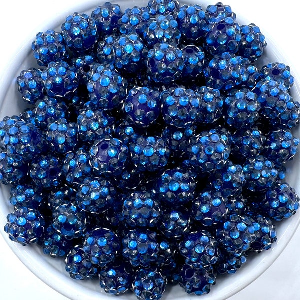 12mm Blue Sparkly Rhinestone Beads, 12mm Beads, Royal Blue Sparkly Beads, Blue Glitter Beads, Acrylic Beads, 12mm Mini Chunky Beads