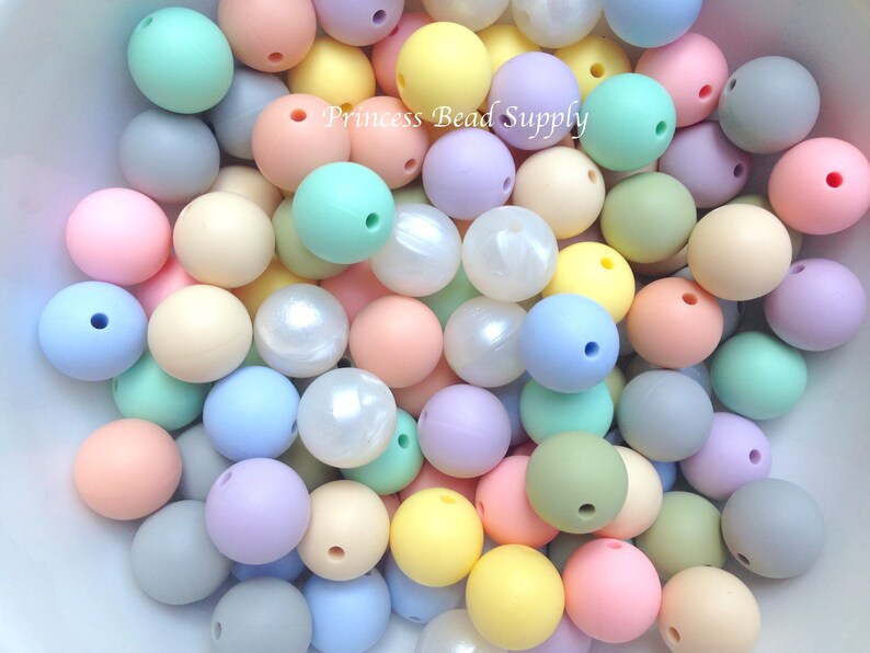 50 or 100 BULK Round Silicone Beads Pastel Mix Silicone Etsy