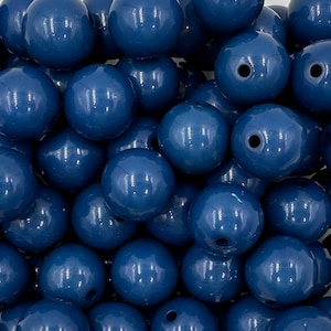 20mm Sapphire Blue Solid Chunky Beads Set of 10,  Midnight Blue  Beads,  Beads,  Acrylic Beads