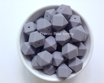 17mm Lavender Gray Hexagon Silicone Beads