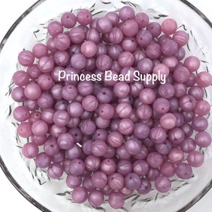 9mm Metallic Lilac Purple Silicone Beads