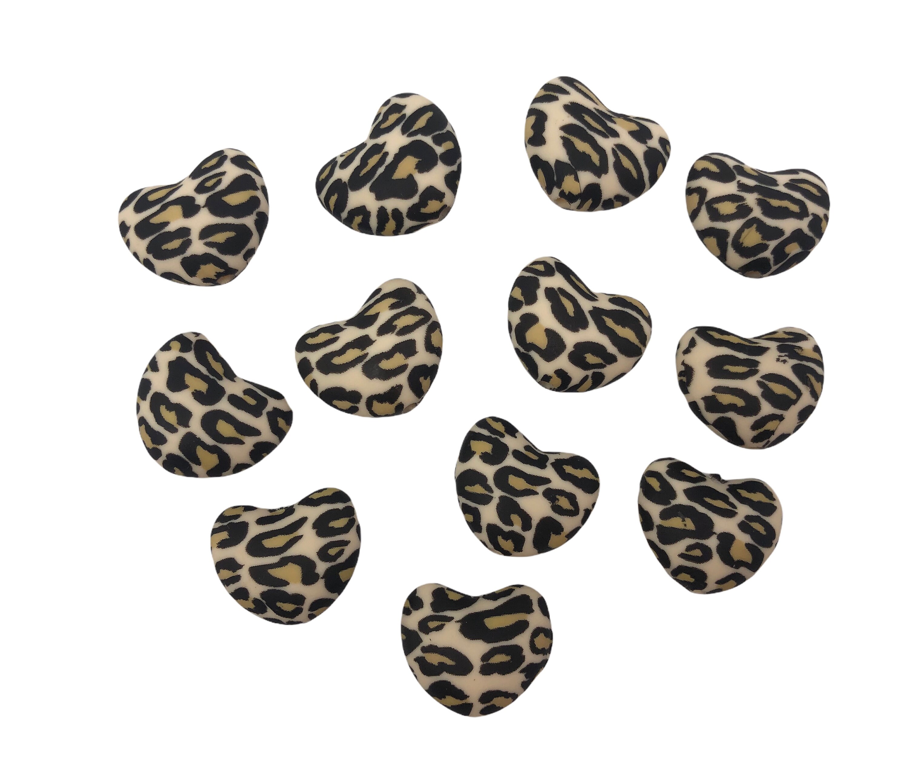 Love Struck Silicone Bead Mix, Set of 24, Hearts, Leopard, Bulk