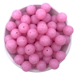 15mm Pink Glitter Silicone Beads, Glitter Silicone Beads,  Silicone Beads, Silicone Beads Wholesale
