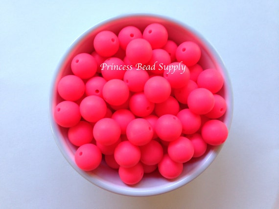 15mm Shocking Pink Silicone Beads, Silicone Beads, Silicone Beads Wholesale  