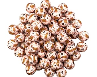 15mm Iced Coffee Print Silicone Beads