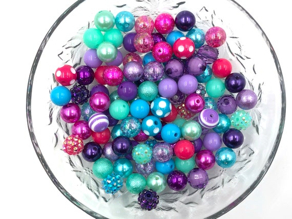 Mermaid 12mm Bead Mix 100 12mm Chunky Bulk Beads 12mm Bulk Bead
