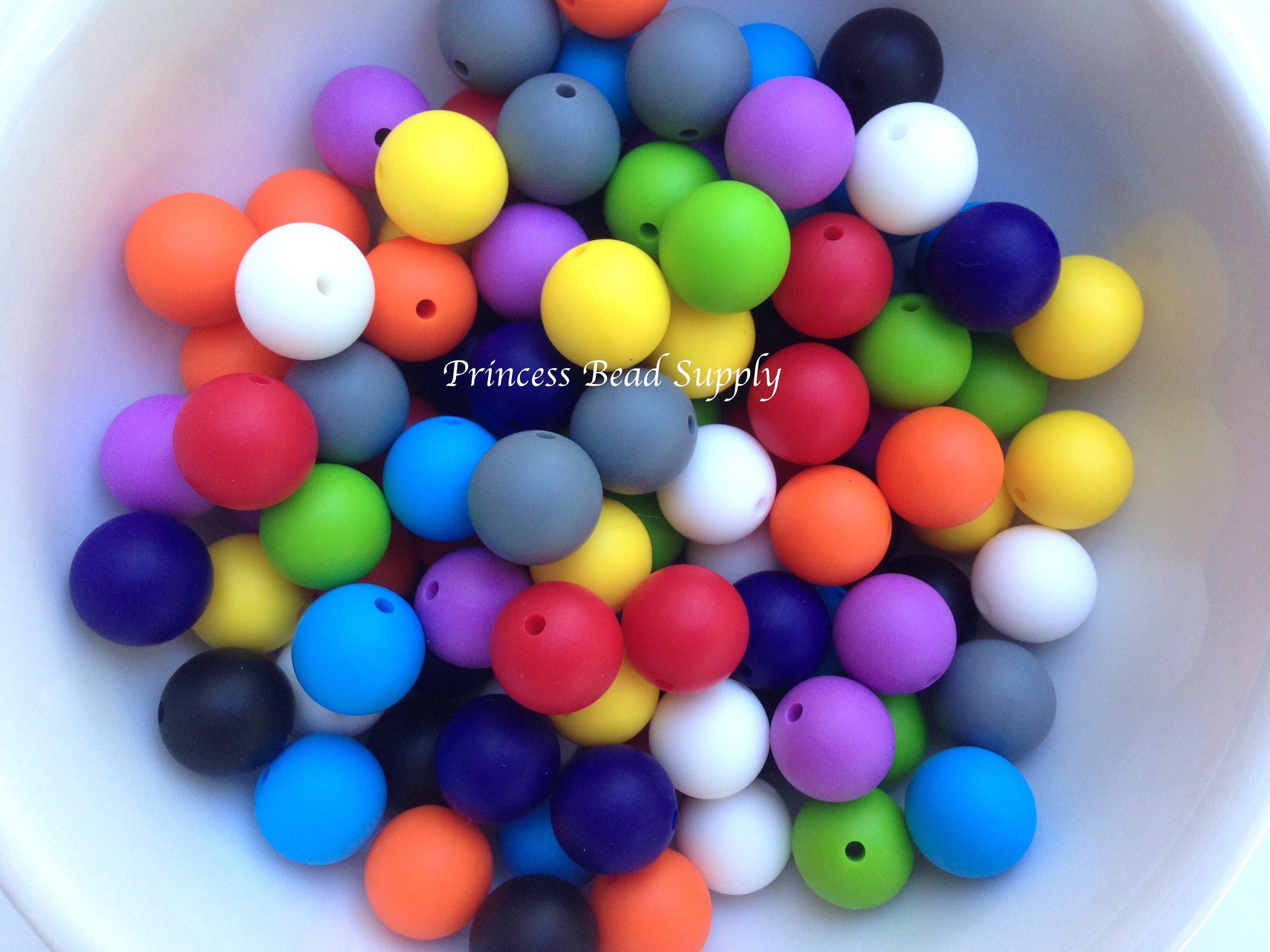 Colorful Stripe Round Ball Beads 10 Pcs 15 Mm Silicone 