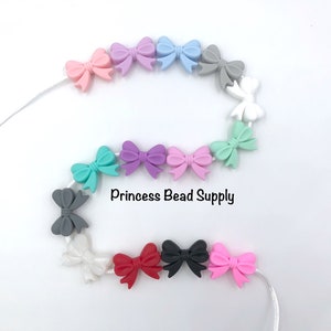 Silicone Bow Focal Beads, Bow Beads, Shaped Silicone Beads, Silicone Beads, Wholesale Silicone Beads image 3