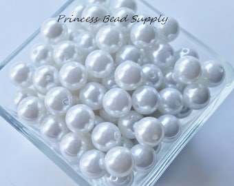 12mm White Pearl Acrylic Beads