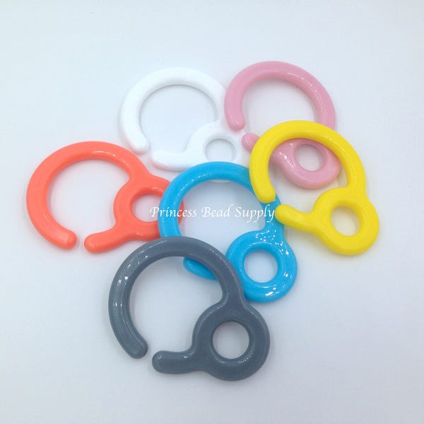 Plastic Ring, Plastic Hook, Pacifier Hook, Pacifier Link, Ring Link for Pacifier Chains and Toys! Link for Stroller, Baby Carrier