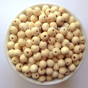 10mm Natural Wood Round Beads,  Natural Unfinished Wood Beads,  Natural Wooden Beads