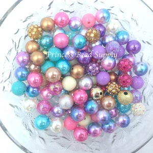 Magic Pearl 12mm Bead Mix,  100 12mm Mini Chunky Bulk Beads, 12mm Bulk Bead Mix, 12mm Mini Beads Gumball Wholesale Beads
