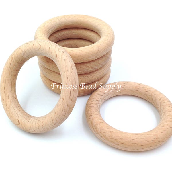 70mm Natural BEECH Wood Rings,  Natural Unfinished Round Wood Rings,  Natural Wooden Rings, Wood Circle Ring