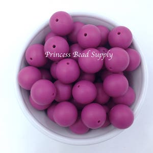 19mm French Plum Silicone Beads, Set of 5 or 10,   Silicone Beads,  Beads, , Silicone Loose Beads,
