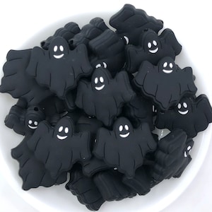 Black Ghost Silicone Focal Beads,  Ghost Shaped Silicone Beads Beads,  Halloween Beads, White Ghost Silicone Beads, Silicone Beads