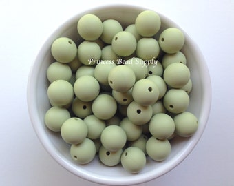 15mm Sage Silicone Beads