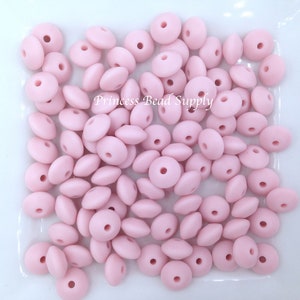 Powder Pink Saucer Silicone Beads, Set of 10 Silicone Beads  Silicone Beads,  Beads