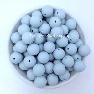 15mm Icicle Blue Silicone Beads